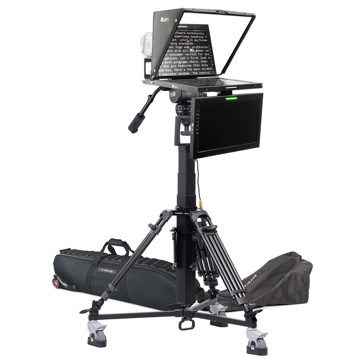 Ikan 19in Widescreen Teleprompter w/ Talent Monitor, Motorized Pedestal & Dolly Turnkey product image