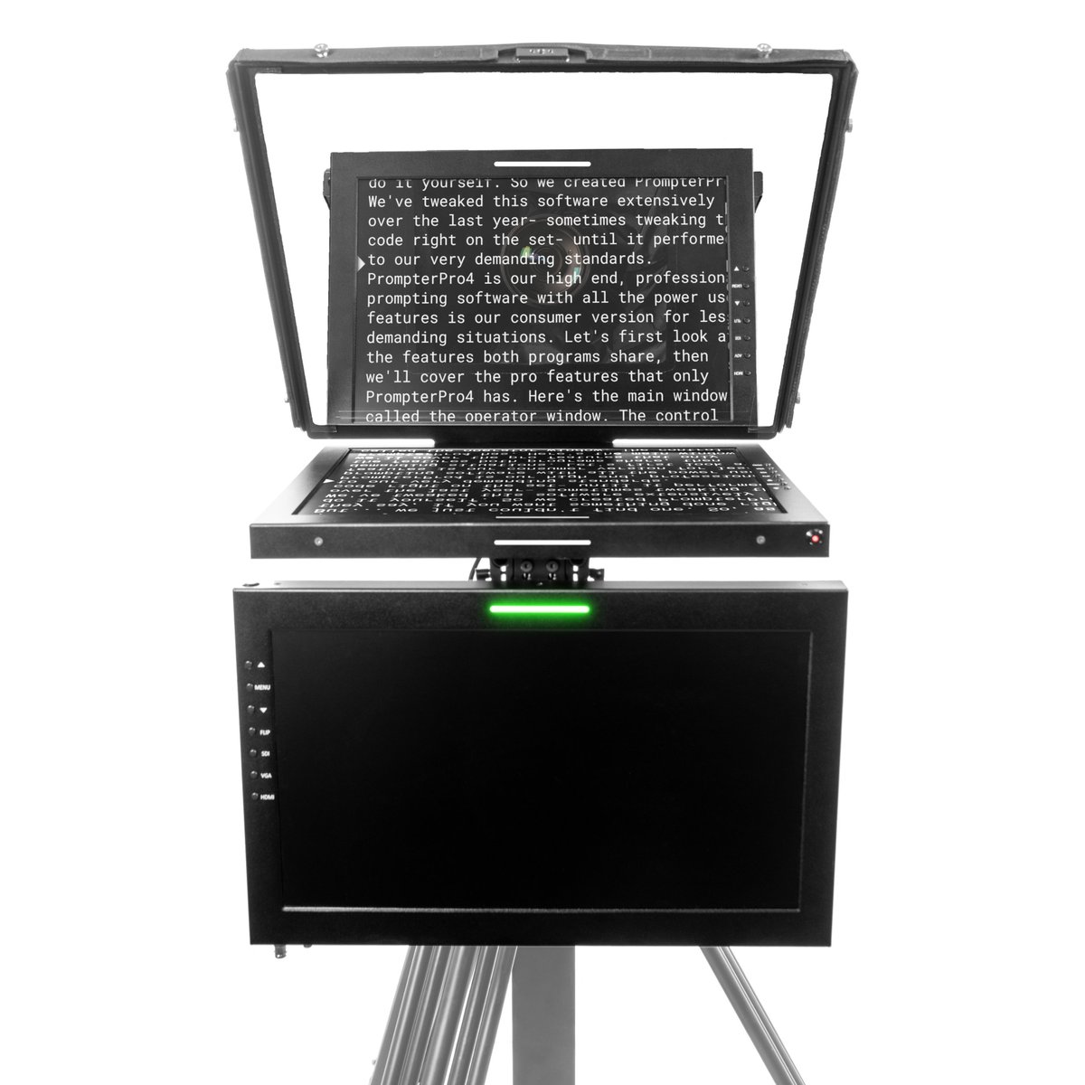 Ikan Professional 19 in. Widescreen High Bright Beam Splitter Teleprompter with Talent Monitor Kit and Tally - view 2