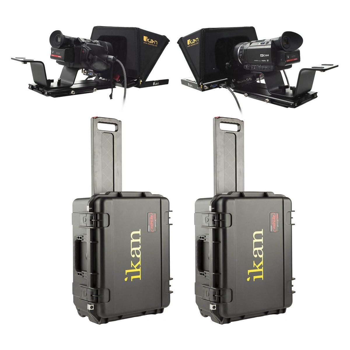 Ikan P2P Interview System with 2 x 12" Teleprompter, Hard Case and HDMI Cables