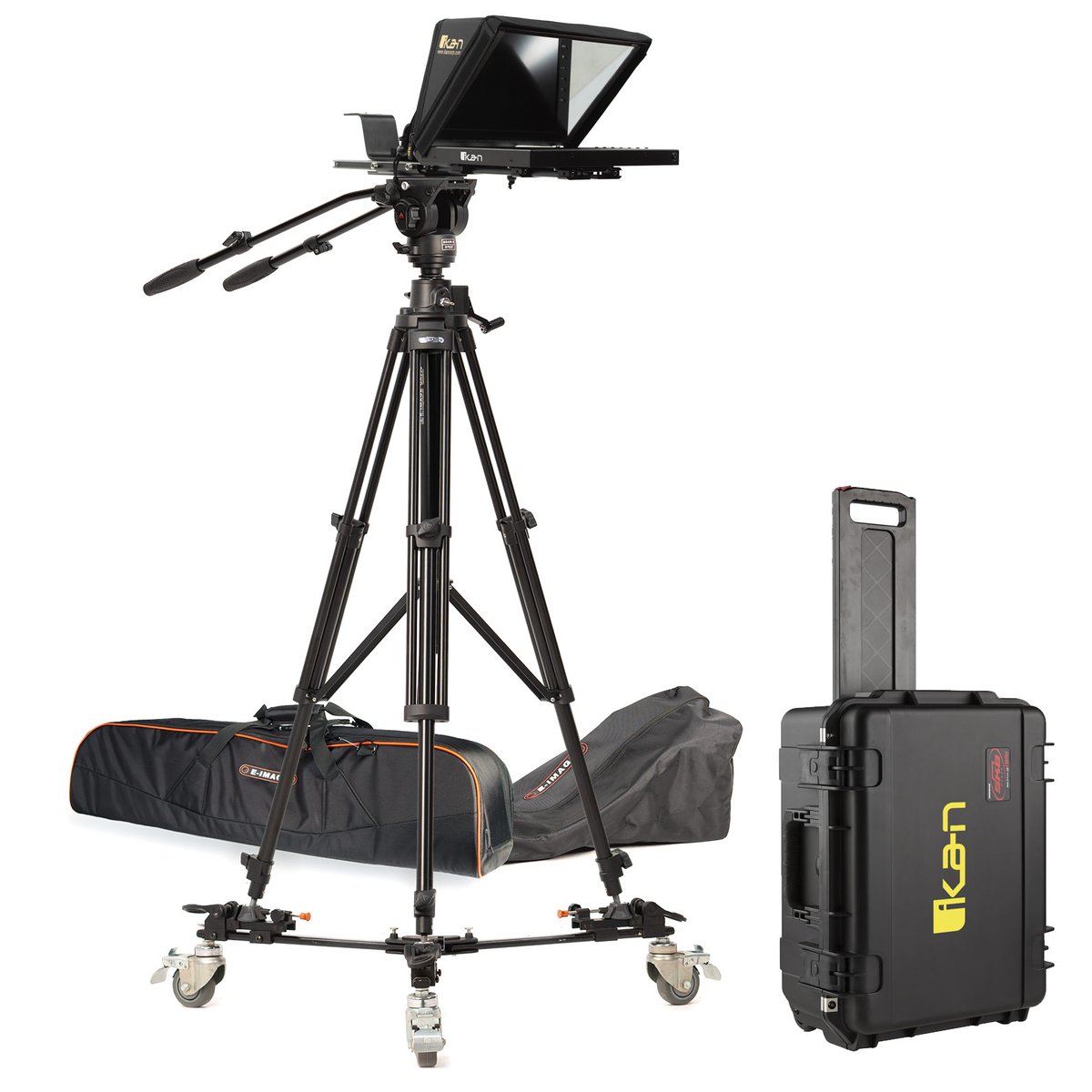 Ikan 12" Teleprompter, Pedestal and Dolly Turnkey with Travel Cases