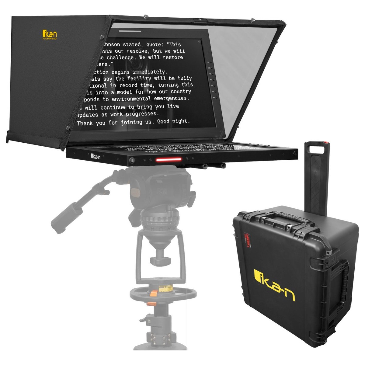 Ikan Aura Professional 21 in. High Bright Teleprompter with Widescreen Tally SDI Monitor and Travel Kit product image