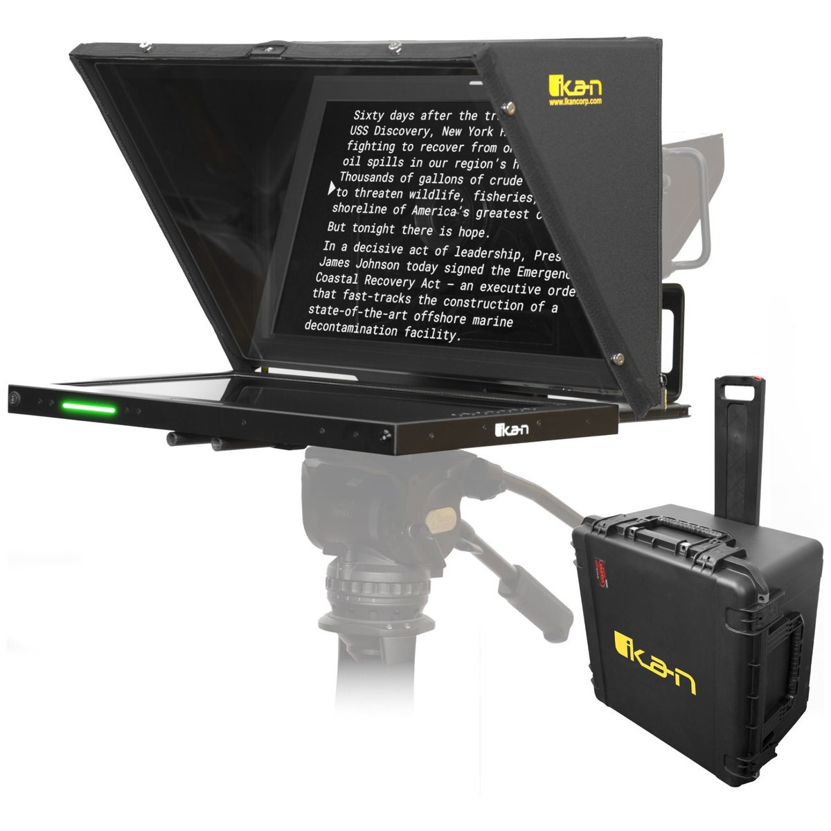 Ikan Aura Professional 21 in. SDI High Bright Beam Splitter Widescreen Tally Teleprompter with Travel Kit product image