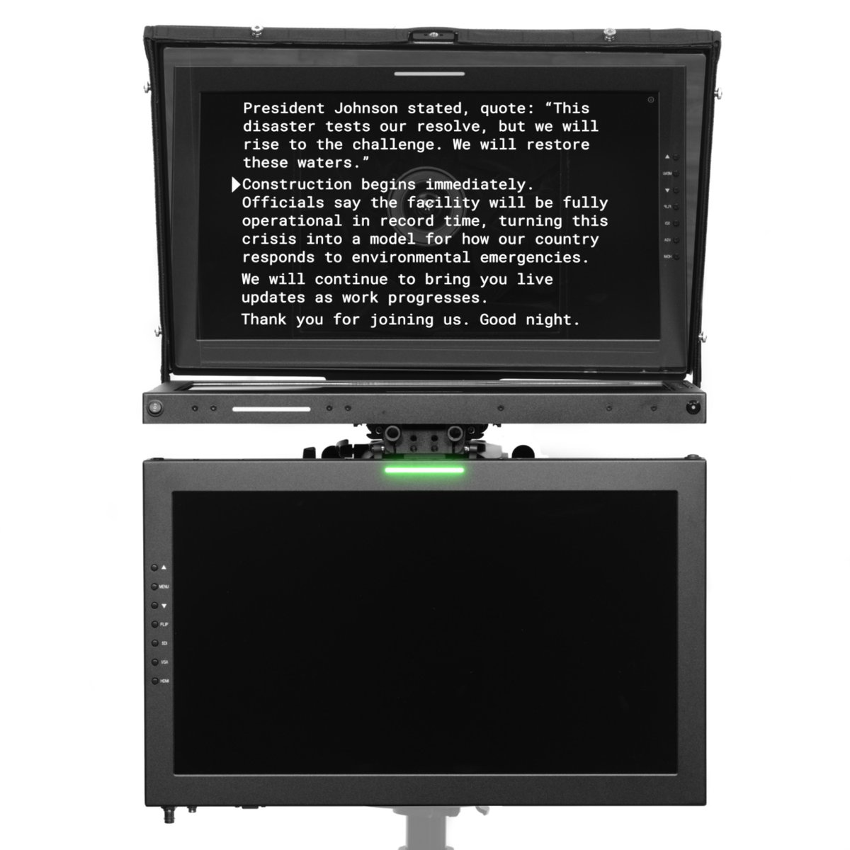 Ikan Aura Professional 21 in. Widescreen High Bright Beam Splitter Teleprompter with Talent Monitor Kit and Tally - view 2