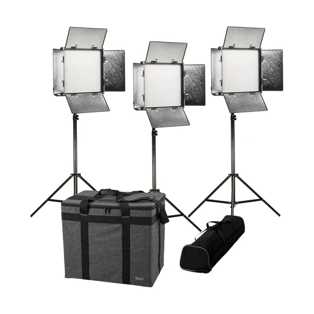 Ikan Rayden 1 x 1 Bi-Color (3200K-5600K) 3-Point Panel LED Light Kit with Gold and V-Mount Battery Plate