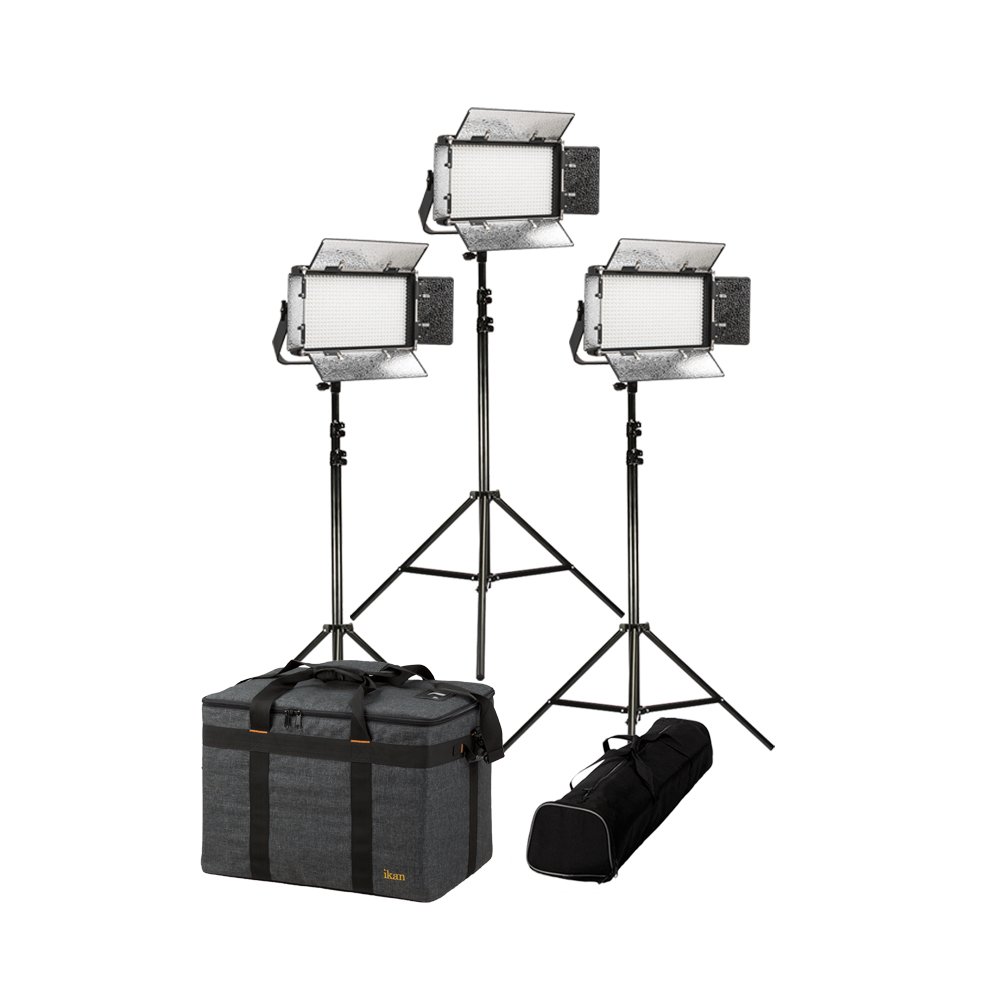 Ikan Rayden Half x 1 Daylight(5600K) 3-Point Panel LED Light Kit with Gold and V Mount Battery