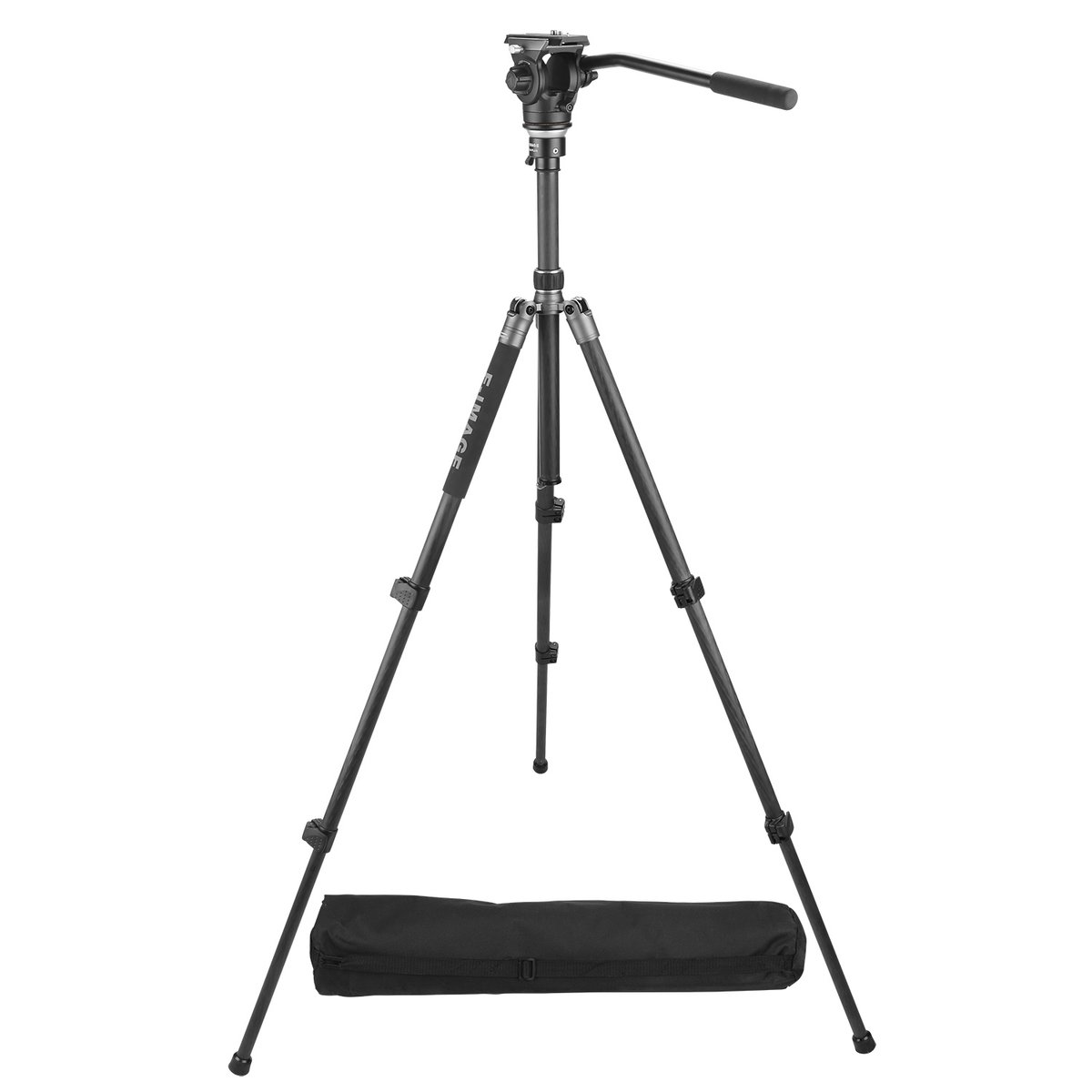 Ikan Telescoping Carbon Fiber Tripod Kit, Adjustable Column, Ball Level, 7.7lbs Payload (E-Image)