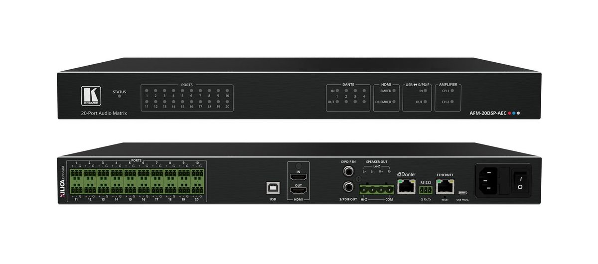Kramer AFM-20DSP-AEC 20-Port Audio Matrix with DSP, AEC and Interchangeable Inputs & Outputs product image