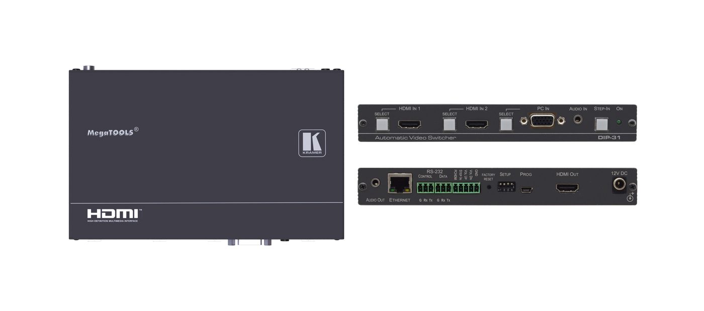 Kramer DIP-31 4K60 4:2:0 HDMI & VGA Auto Switcher with Maestro Room Automation - view 2