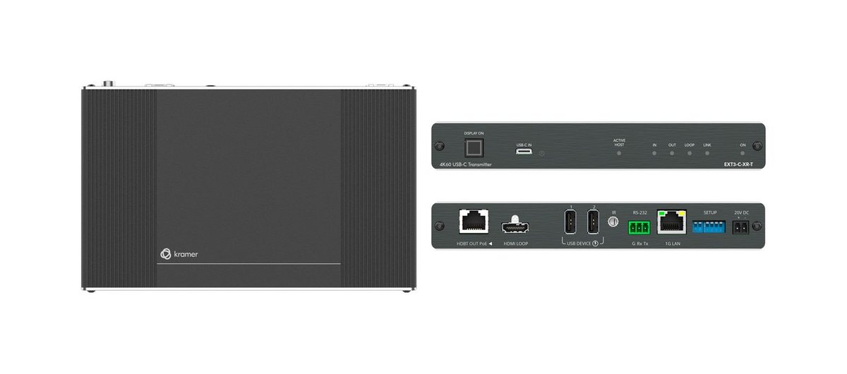 Kramer EXT3-C-XR-T 4K60 4:4:4 USB-C Transmitter with USB, Ethernet, RS-232, & IR over Extended-Reach HDBaseT 3.0 product image