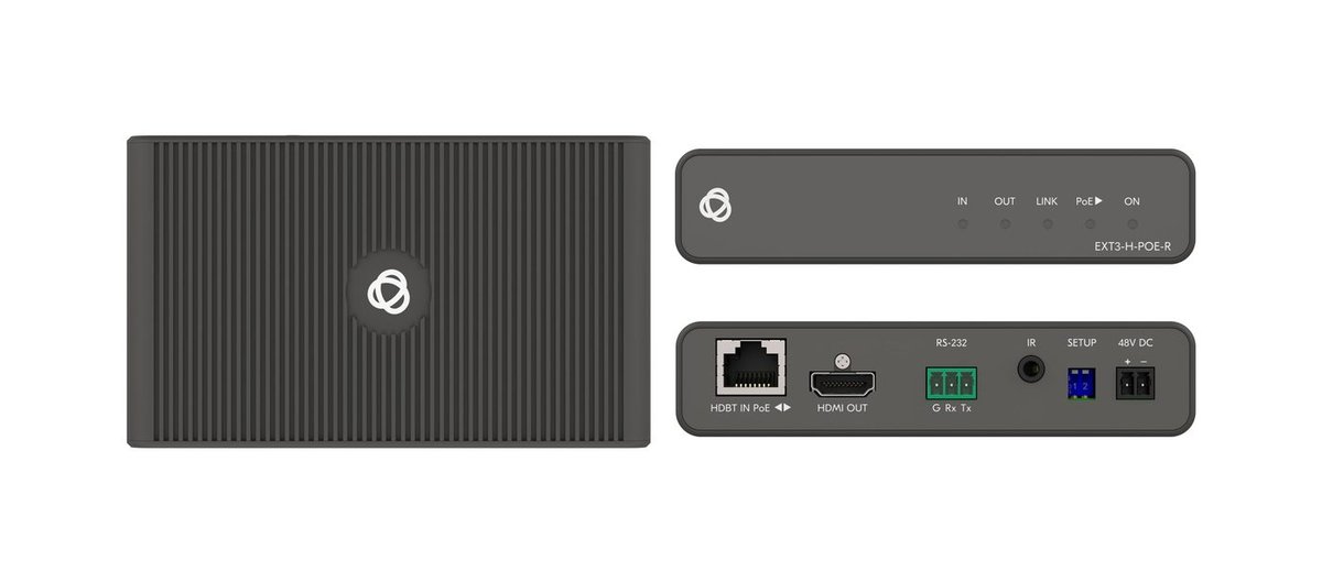Kramer EXT3-H-POE-R 4K60 4:4:4 HDR HDMI Receiver with bidirectional PoE, RS-232 & IR over Long-Reach HDBaseT product image