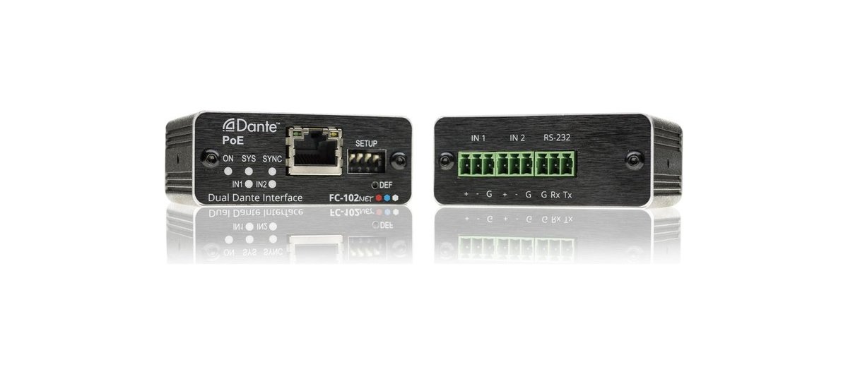 Kramer FC-102NET 2-Channel Dante Encoder & PoE Acceptor product image
