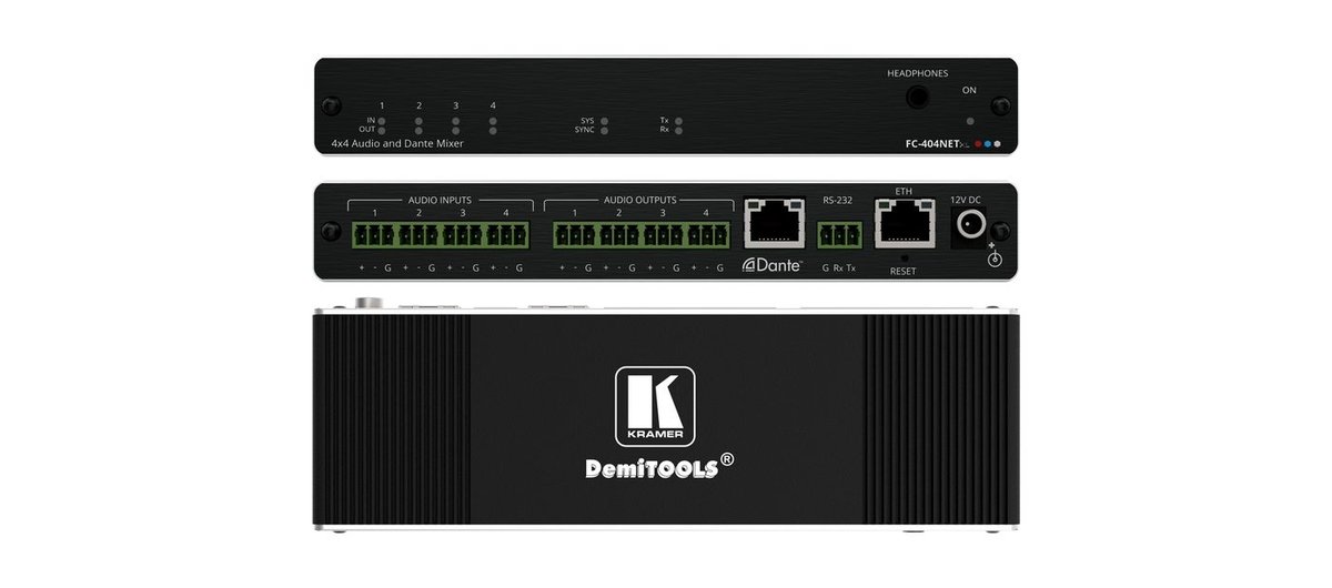 Kramer FC-404NETXL 4x4 Audio and Dante Mixer product image