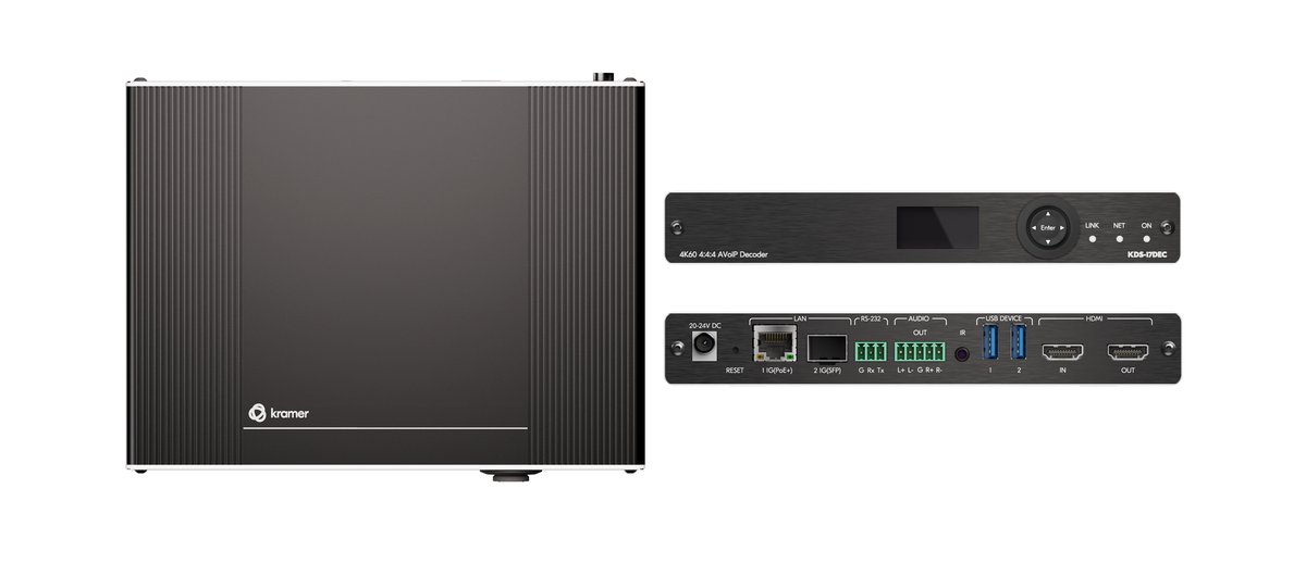 Kramer KDS-17DEC KDS 17DEC 4K60 4:4:4 AVoIP Decoder with Dante