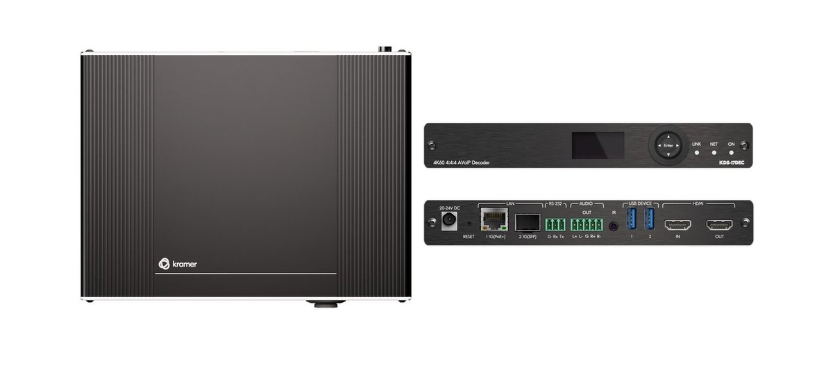 Kramer KDS-17DEC KDS 17DEC 4K60 4:4:4 AVoIP Decoder with Dante product image