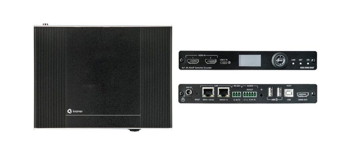 Kramer KDS-SW3-EN7 4K AVoIP Encoder Switcher with Dante over 1GbE product image