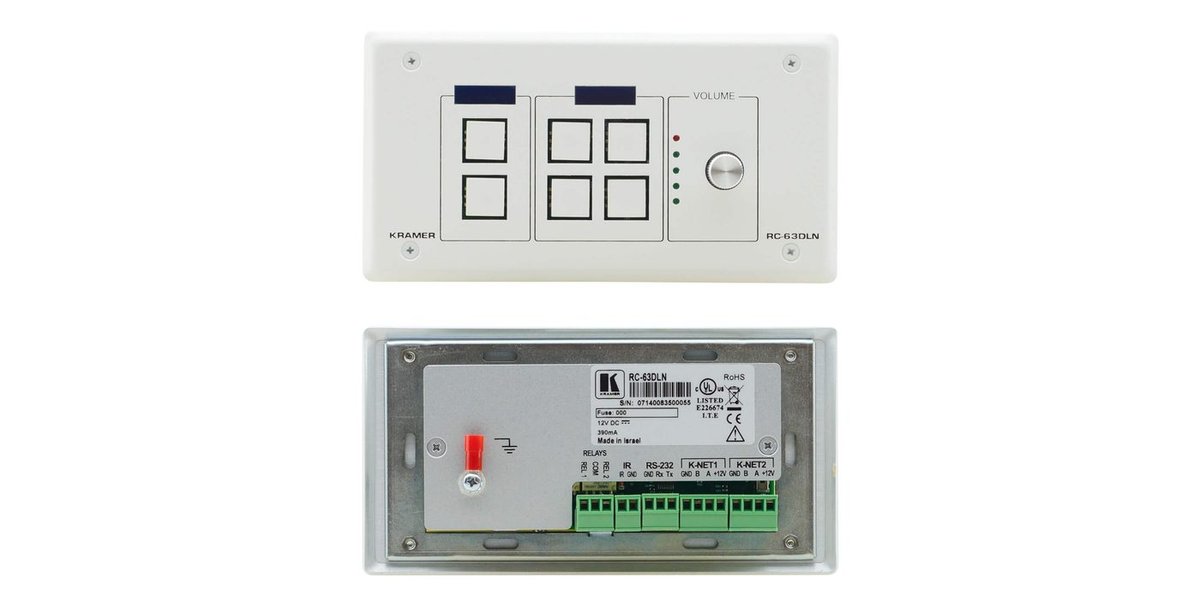 Kramer RC-63DLN 6-Button K-NET Control Keypad with Knob and Display (EU, UK, US) - view 2
