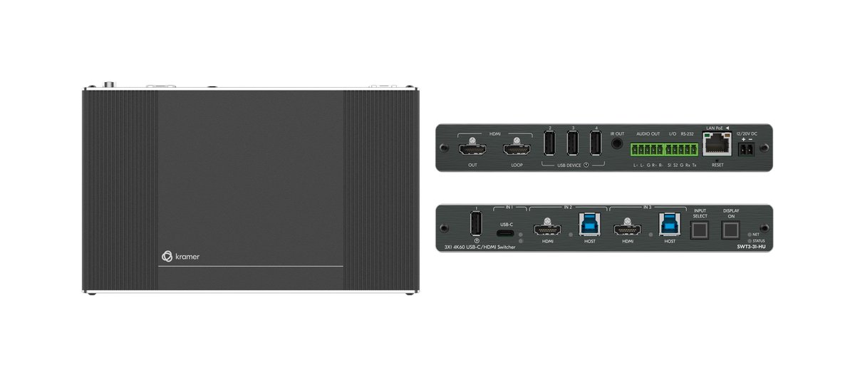 Kramer SWT3-31-HU 3x1 4K60 USB-C/HDMI Switcher