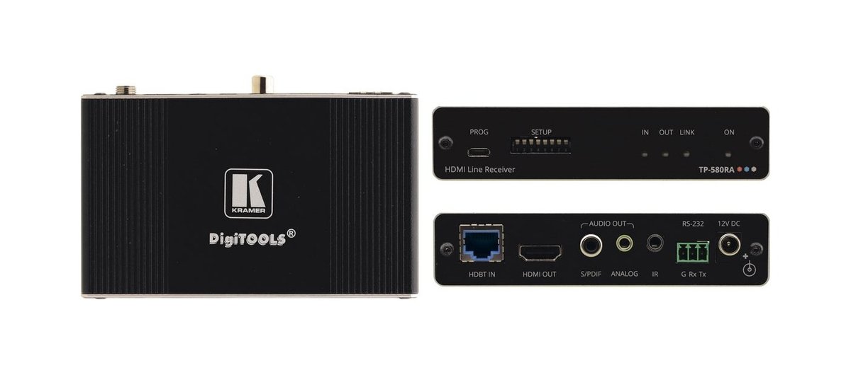 Kramer TP-580RA 4K60 4:2:0 HDMI Receiver with RS-232, IR & Stereo Audio De-embedding over Long-Reach HDBaseT product image