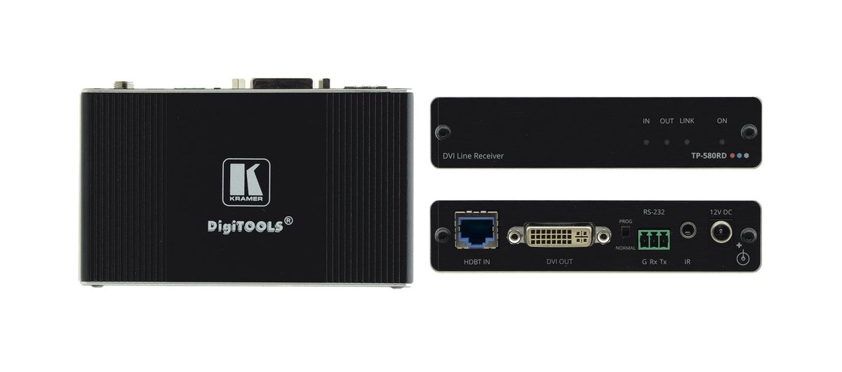 Kramer TP-580RD 4K60 4:2:0 DVI HDCP 2.2 Receiver with RS-232 & IR over Long-Reach HDBaseT product image