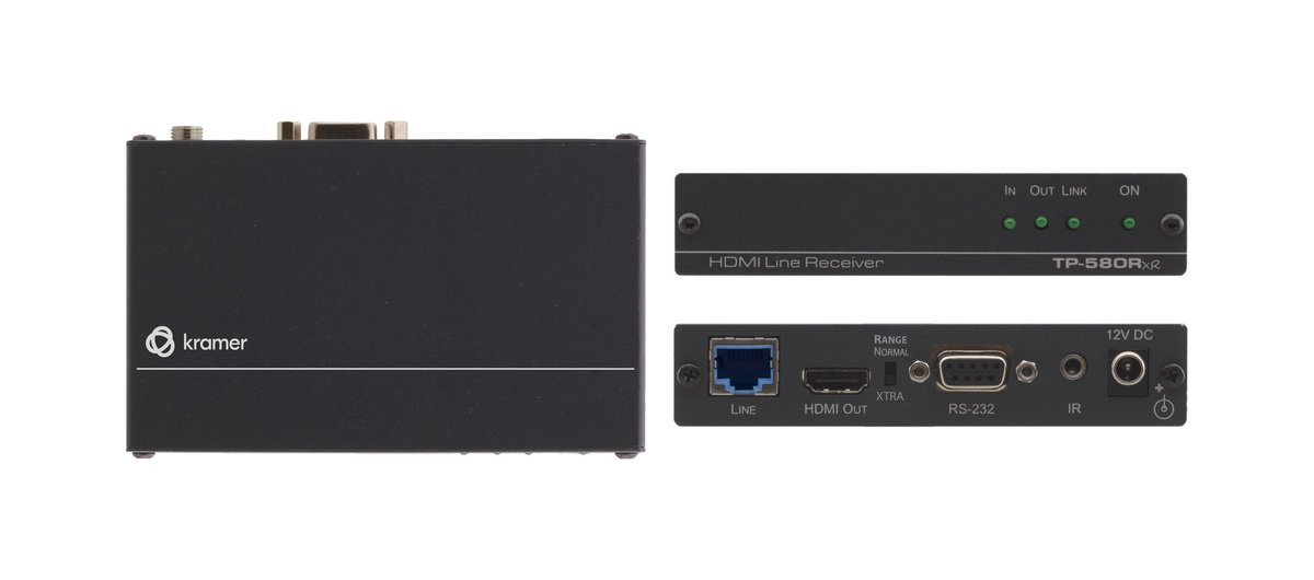 Kramer TP-580Rxr 4K60 4:2:0 HDMI HDCP 2.2 Receiver with RS-232 & IR over Extended-Reach HDBaseT