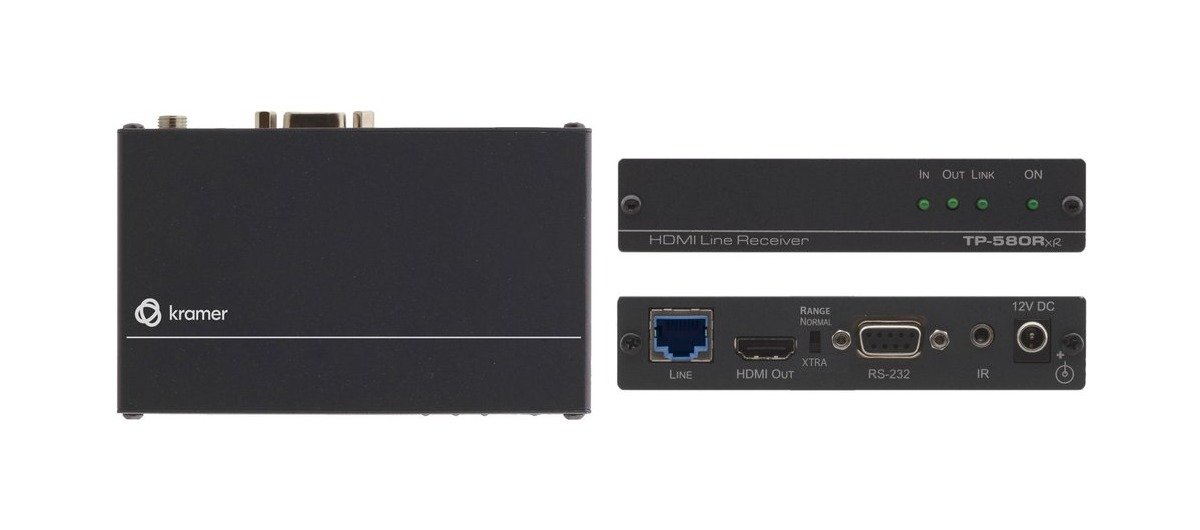 Kramer TP-580Rxr 4K60 4:2:0 HDMI HDCP 2.2 Receiver with RS-232 & IR over Extended-Reach HDBaseT product image