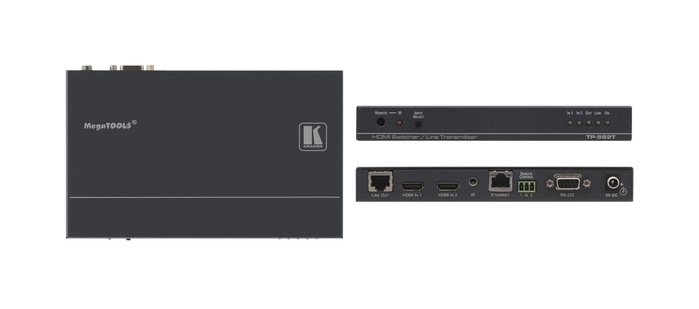 Kramer TP-582T 2x1 HDMI Plus Bidirectional RS-232, Ethernet & IR over HDBaseT Twisted Pair Switcher/Transmitter product image