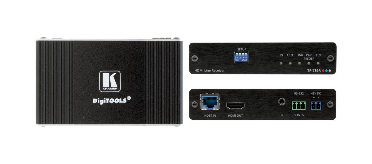 Kramer TP-789R 4K60 4:2:0 HDMI Bidirectional PoE Receiver with RS-232 & IR over Long-Reach HDBaseT