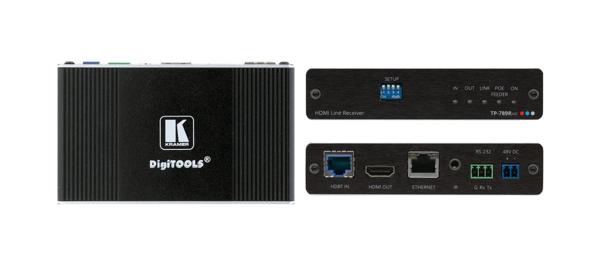 Kramer TP-789Rxr 4K60 4:2:0 HDMI Bidirectional PoE Receiver with Ethernet, RS-232 & IR over Extended-Reach HDBaseT