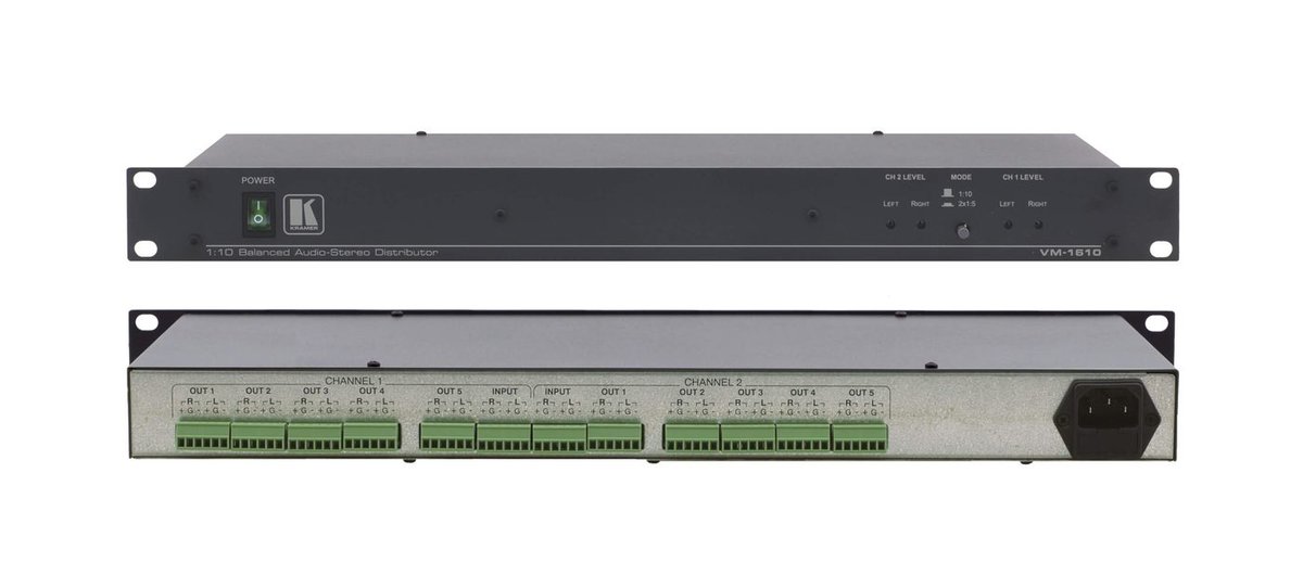 Kramer VM-1610 1:10 Balanced Stereo Audio Distribution Amplifier product image