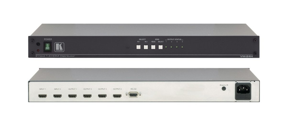 Kramer VM-24H 2x1:4 HDMI Switchable DA product image