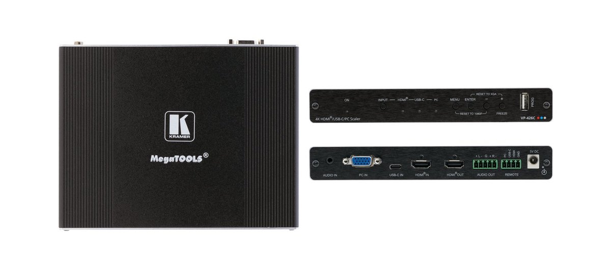 Kramer VP-426C 18G 4K HDR HDMI ProScale Digital Scaler with HDMI, USB-C and VGA Inputs