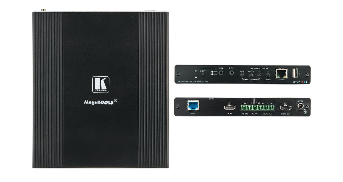 Kramer VP-427X1 2x1 4K Auto-Switcher/Scaler Receiver over Extended-Reach HDBaseT