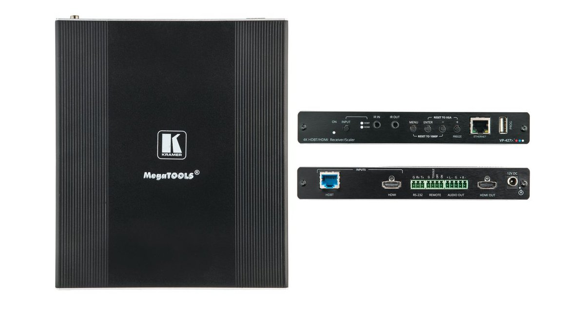 Kramer VP-427X1 2x1 4K Auto-Switcher/Scaler Receiver over Extended-Reach HDBaseT product image