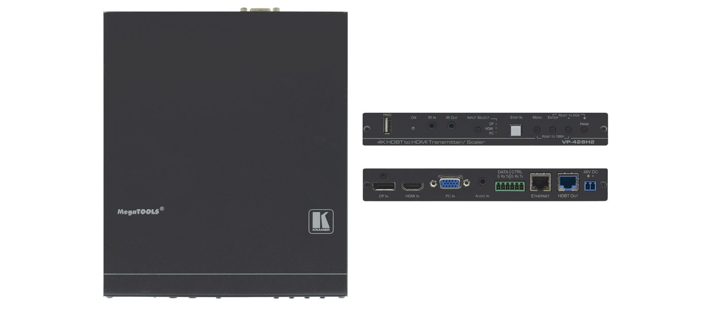 Kramer VP-428H2 DisplayPort, HDMI & VGA Auto Switcher/Scaler and PoE Provider over HDBaseT with 4K60 4:4:4 HDCP 2.2 Input Support - view 2