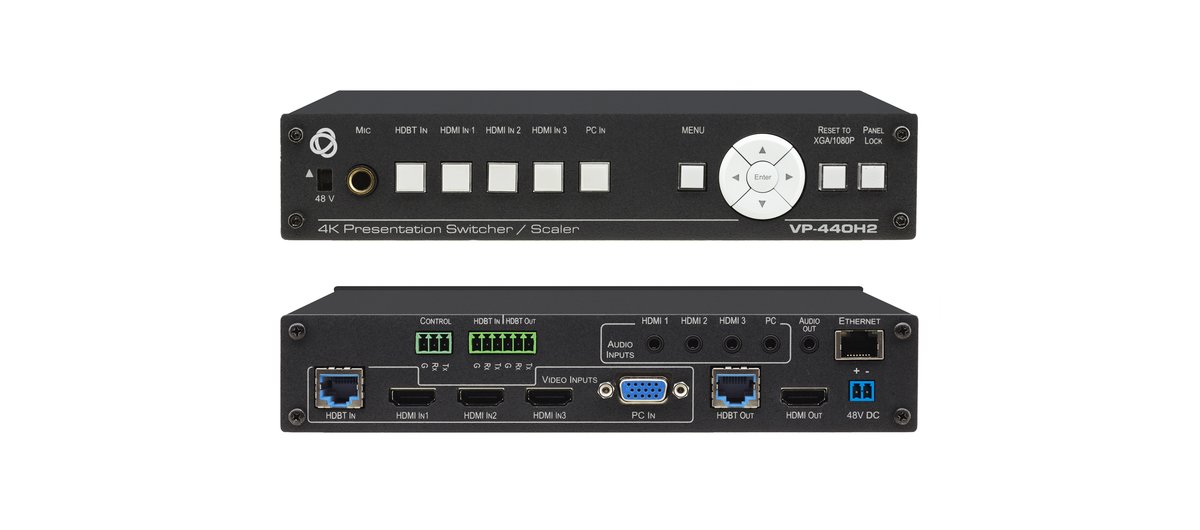 Kramer VP-440H2 Compact 5-Input 4K60 4:4:4 Presentation Switcher/Scaler with HDBaseT & HDMI Simultaneous Outputs