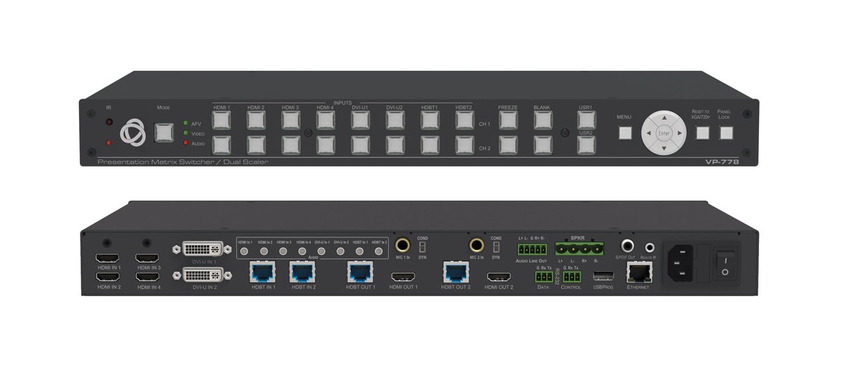 Kramer VP-778 8-Input Presentation Matrix Switcher/Scaler with Seamless Video Cuts and 4K30 Output Support