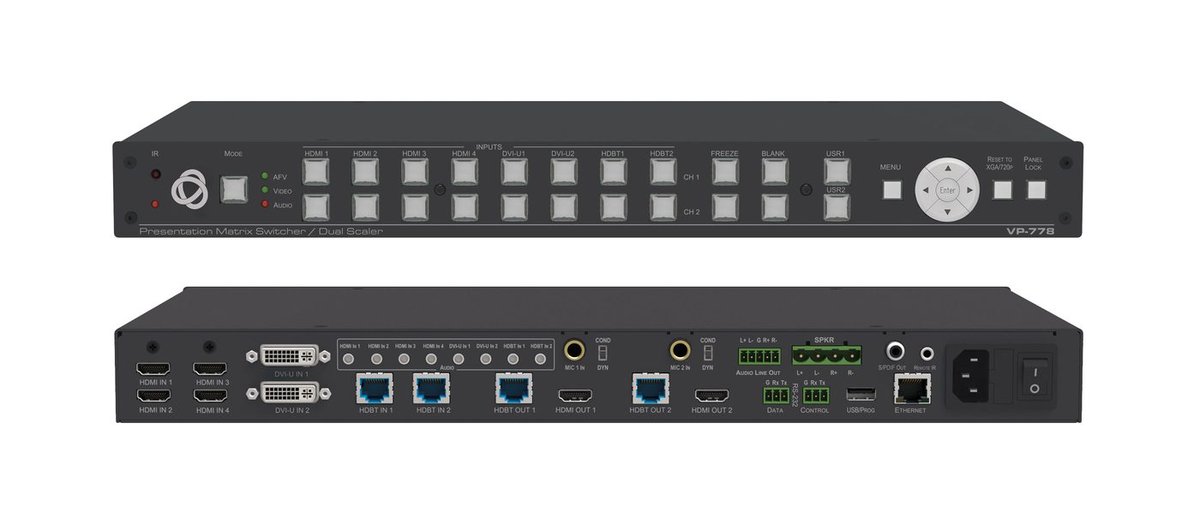 Kramer VP-778 8-Input Presentation Matrix Switcher/Scaler with Seamless Video Cuts and 4K30 Output Support product image
