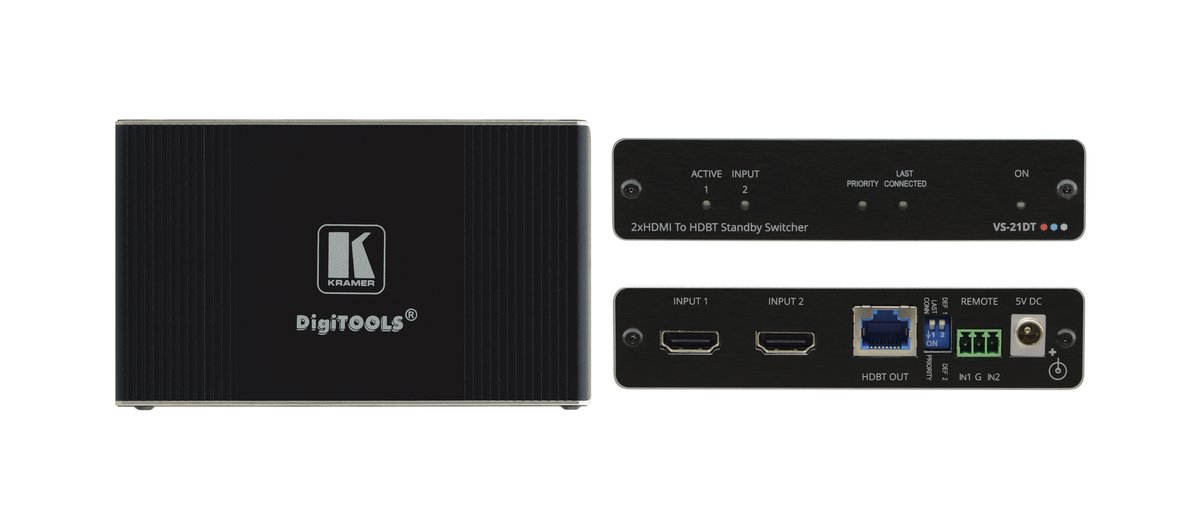 Kramer VS-21DT 2x1 4K60 4:2:0 HDCP 2.2 HDMI Auto Switcher over HDBaseT