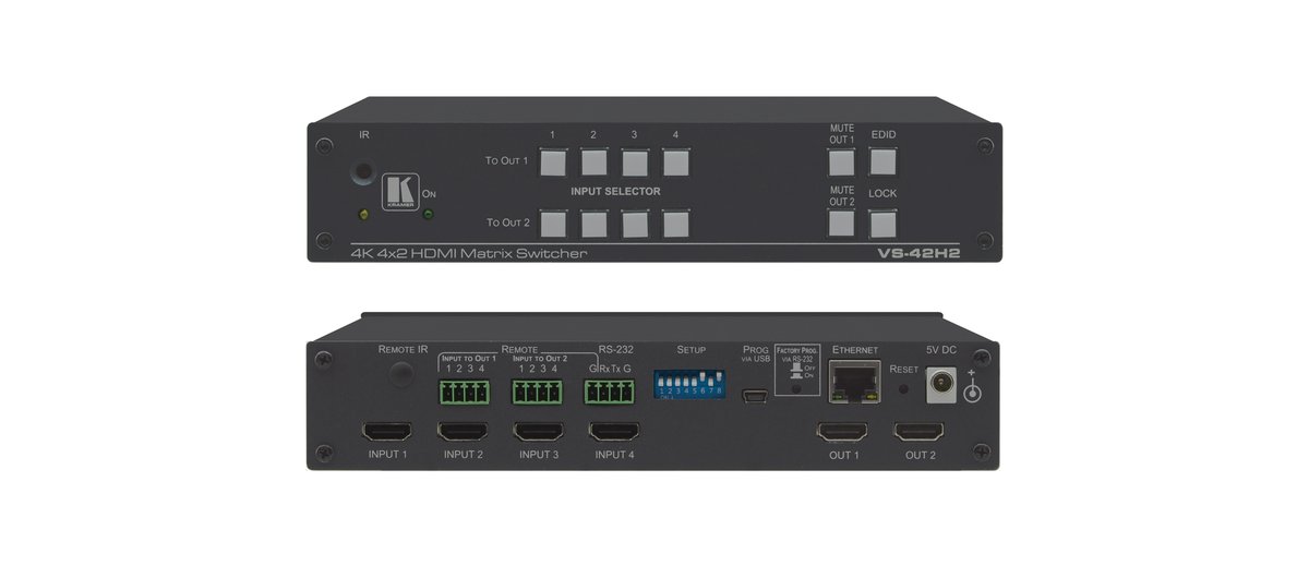 Kramer VS-42H2 4x2 4K HDR HDMI HDCP 2.2 Matrix Switcher