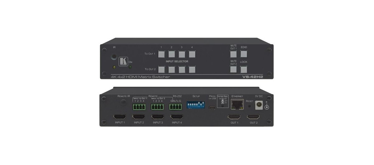 Kramer VS-42H2 4x2 4K HDR HDMI HDCP 2.2 Matrix Switcher - view 2