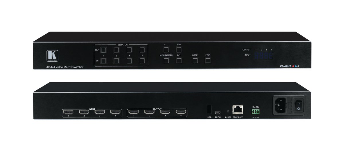 Kramer VS-44H2 4x4 4K HDR HDCP 2.2 Matrix Switcher