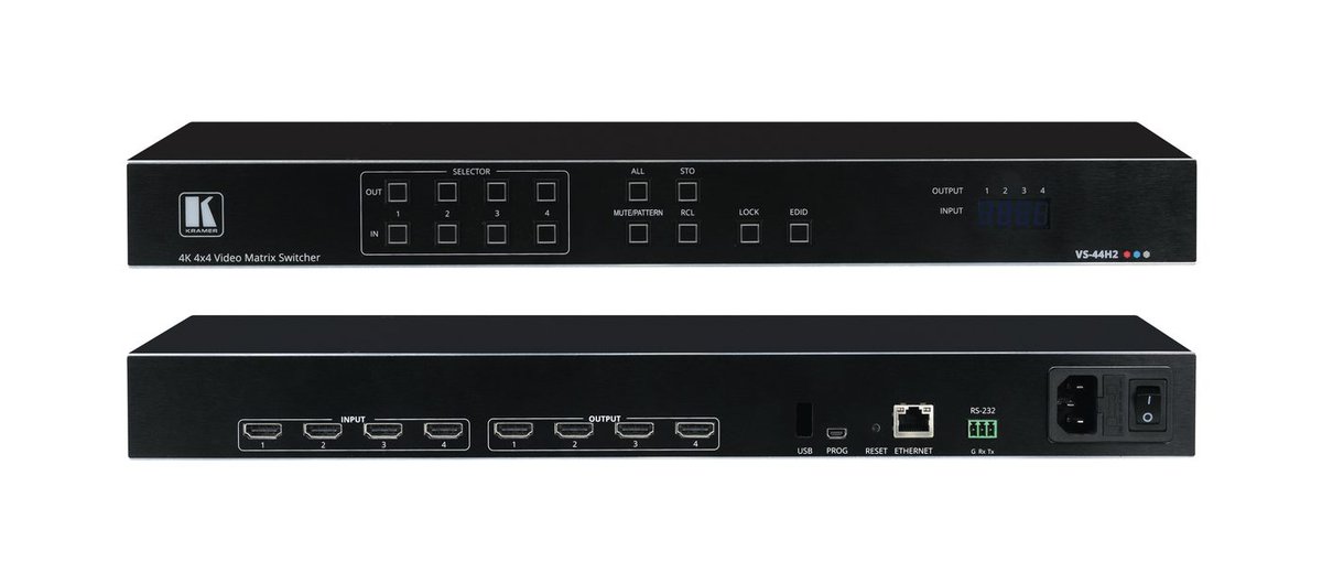 Kramer VS-44H2 4x4 4K HDR HDCP 2.2 Matrix Switcher product image