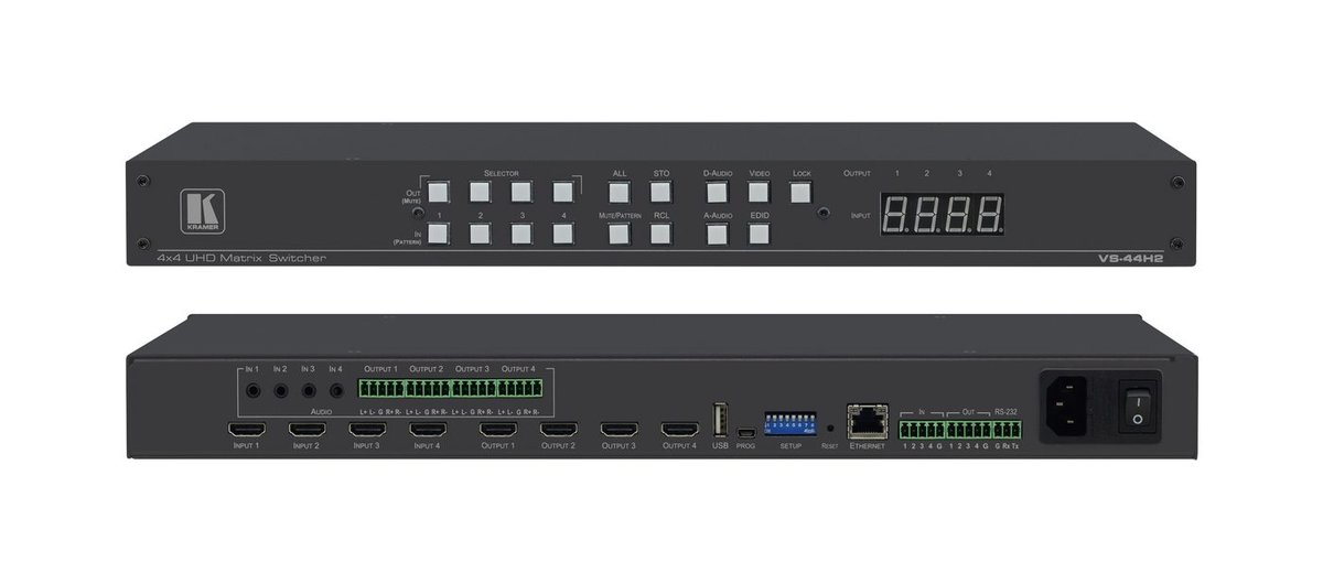 Kramer VS-44H2 4x4 4K HDR HDCP 2.2 Matrix Switcher - view 2
