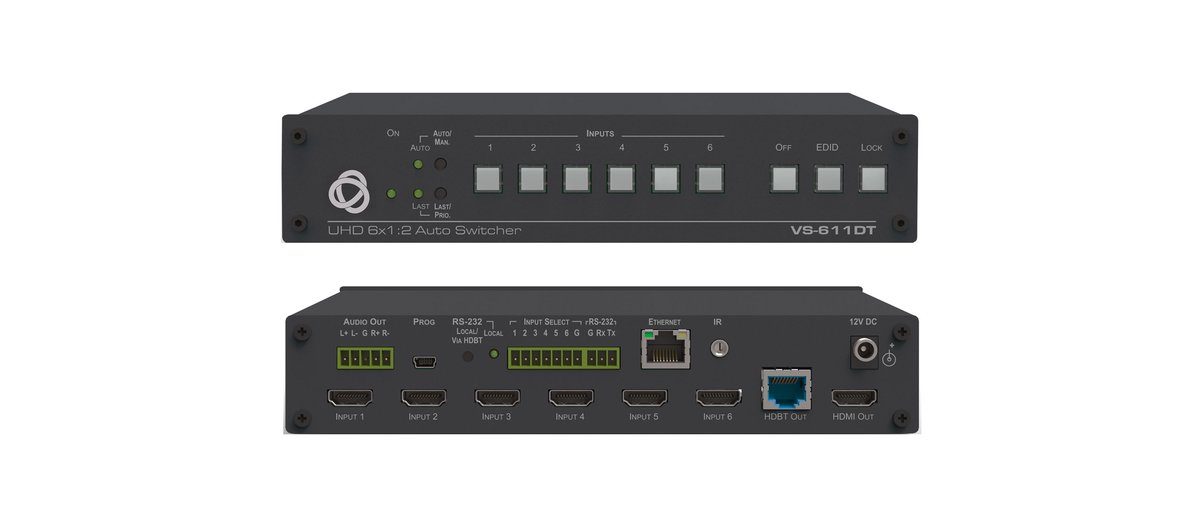 Kramer VS-611DT 6x1:2 4K60 4:2:0 HDMI Auto Switcher and PoE Provider over HDBaseT