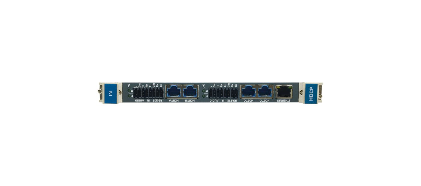 Kramer DTAXR-IN4-F32 4-Channel 4K60 4:2:0 HDMI over Extended Reach HDBaseT Input Card with Selectable Embedded or De-embedded Analog Audio product image