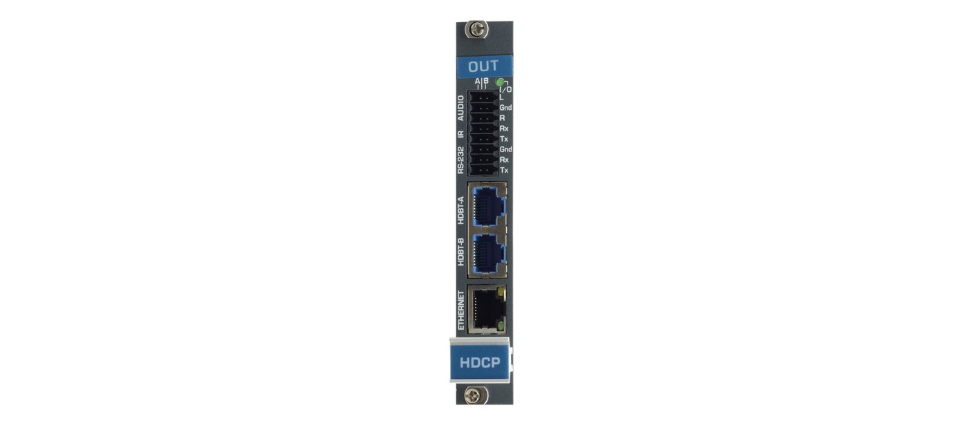 Kramer DTAXR-OUT2-F16 2-Channel 4K60 4:2:0 HDMI over Extended Reach HDBaseT Output Card with Selectable Embedded or De-embedded Analog Audio product image