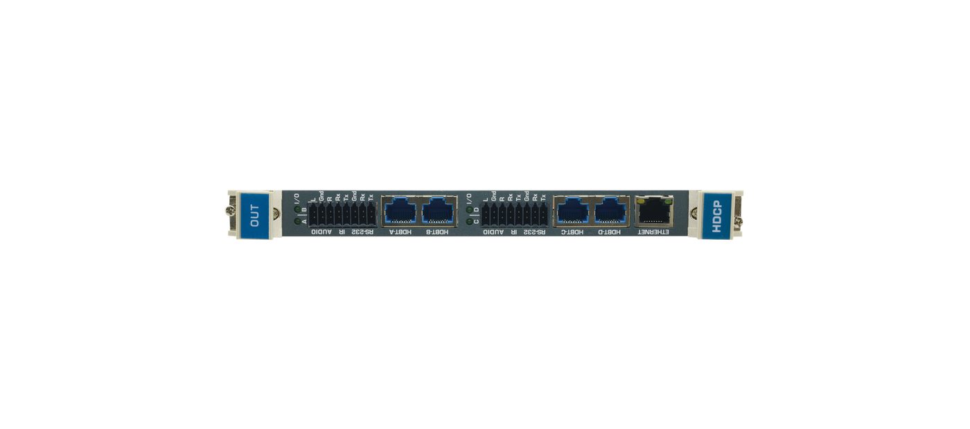 Kramer DTAXR-OUT4-F32 4-Channel 4K60 4:2:0 HDMI over Extended Reach HDBaseT Output Card with Selectable Embedded or De-embedded Analog Audio product image
