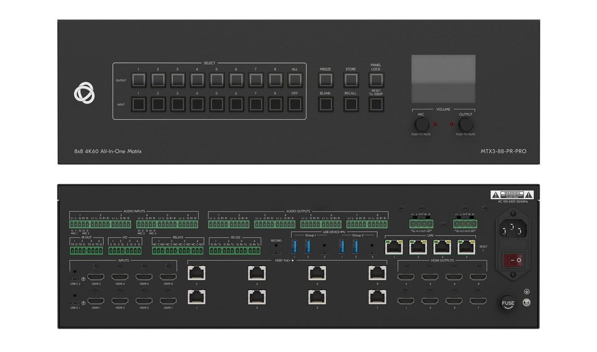 Kramer MTX3-88-PR-PRO 8x8 All-in-One Hybrid Presentation Matrix product image