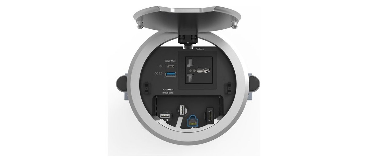 Kramer RTBUS-28XL Round Table Connection Bus for Power Socket , USB Charging and Cable Pass-Throughs product image