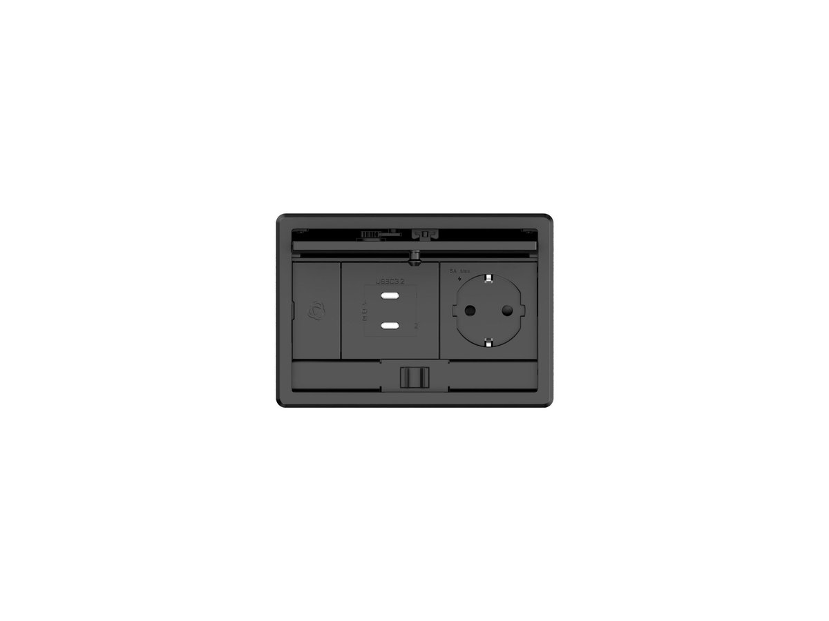 Kramer T-IN2-REC2 Plus In-Table Tabletop Connectivity Box with Lid, 2 Modules